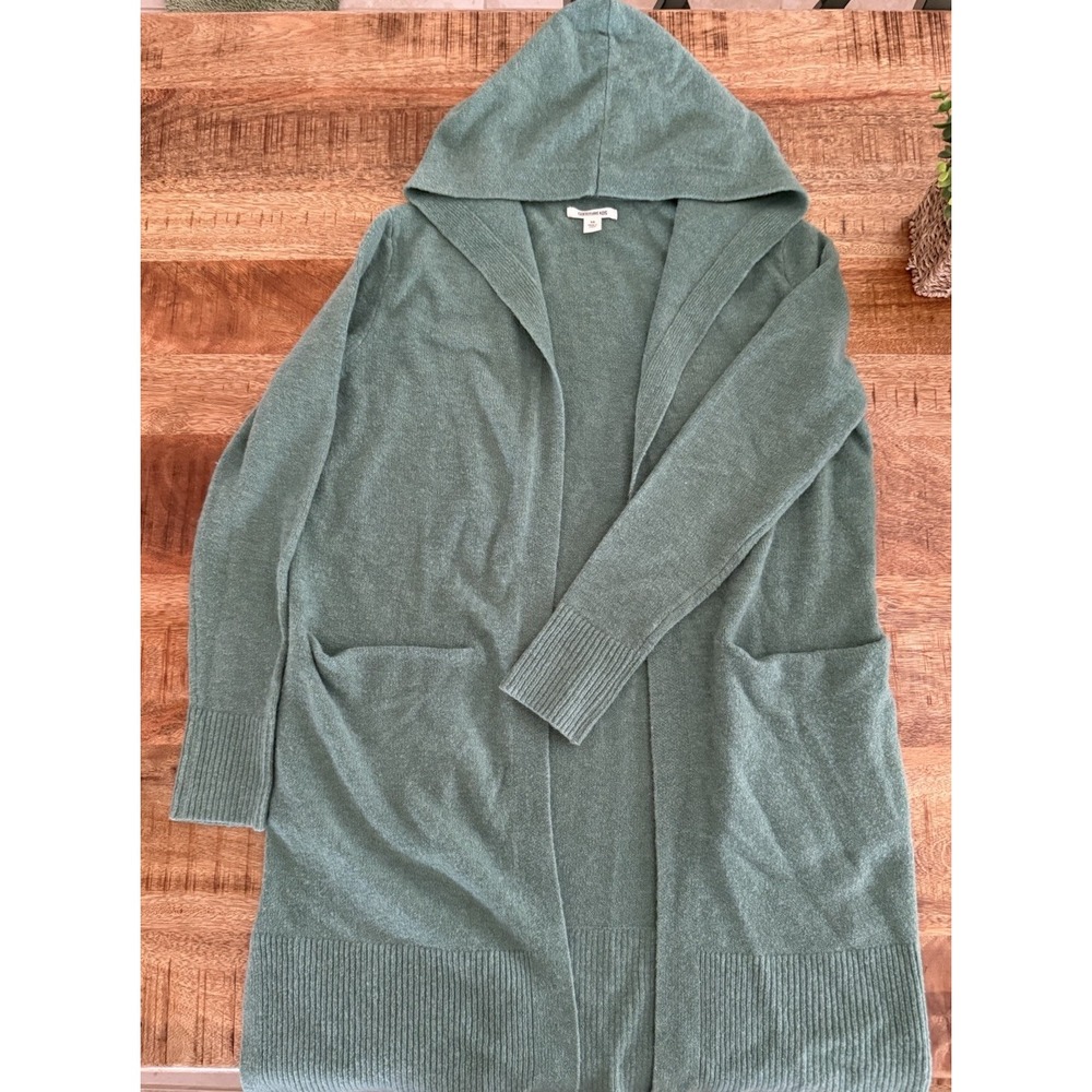 Goodthreads Hooded Cardigan Sweater Women's XS Green Knit Pockets